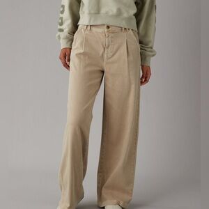 AE Dreamy Drape Stretch High-Waisted Khaki Trouser